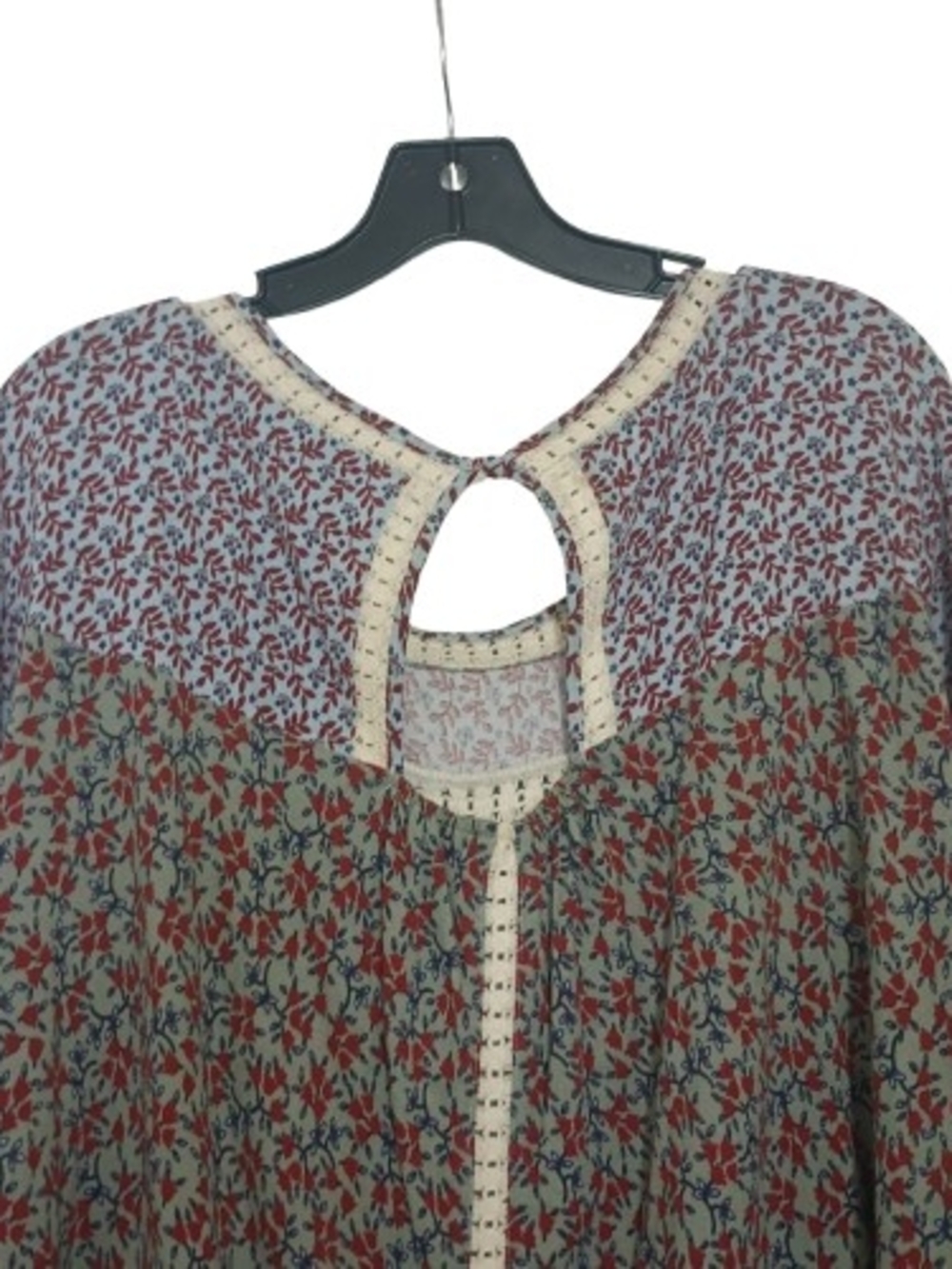 Boho Floral Patchwork Print Cottage Fairy Blouse 1X Festival Romantic - Picture 7 of 12